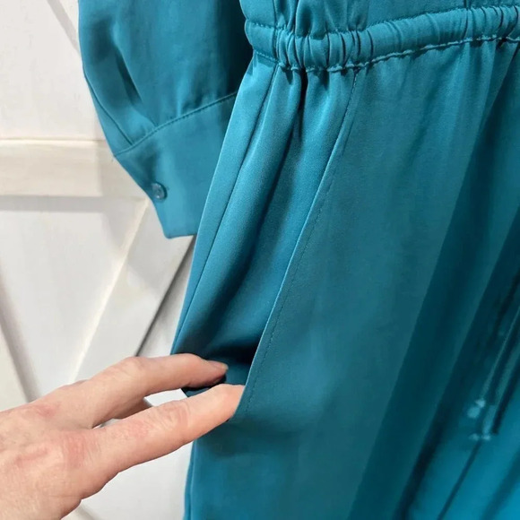 Vince Maxi Shirt Dress in Teal - Picture 10 of 16